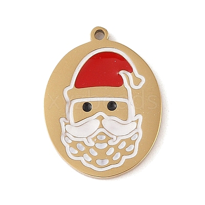 Christmas Theme Ion Plating(IP) 304 Stainless Steel Enamel Pendants STAS-Z083-07G-02-1