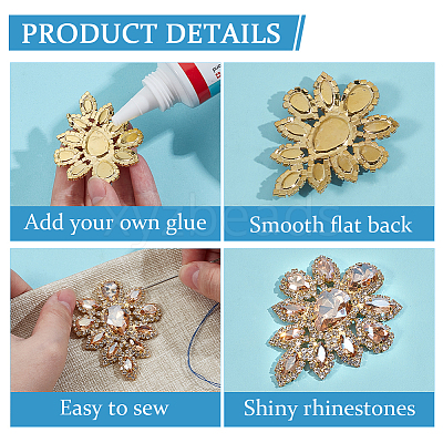 2Pcs Alloy Glass Rhinestone Cabochons FIND-CY0001-75-1