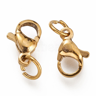 Ion Plating(IP) 304 Stainless Steel Lobster Claw Clasps STAS-G240-01B-G-1