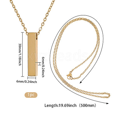 304 Stainless Steel Rectangle Pendant Urn Ashes Necklaces NJEW-WH0036-031G-1