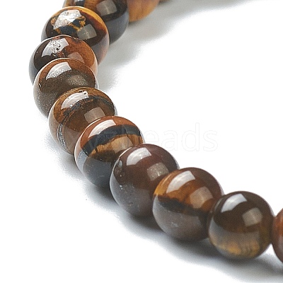 Natural Tiger Eye Beaded Stretch Bracelets X-BJEW-D446-B-32-1