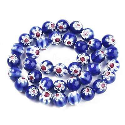 Handmade Millefiori Glass Beads Strands LK-T001-10E-1