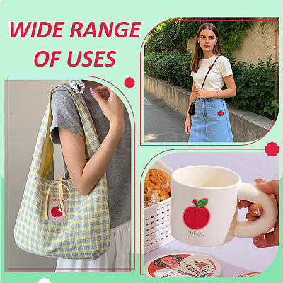 20Pcs 5 Styles Apple Polyester Embroider Thread Iron on/Sew On Patches PATC-PH0001-58-1