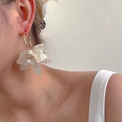 Alloy Acrylic Flower Dangle Stud Earrings FS-WG43F84-02-1
