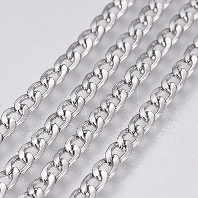 Tarnish Resistant 304 Stainless Steel Curb Chains CHS-G005-B-01P-1