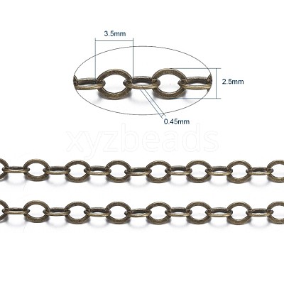 Brass Flat Oval Cable Chains X-CHC029Y-AB-1