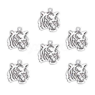 Tibetan Style Alloy Tiger Head Pendants TIBEP-PH0004-85-1