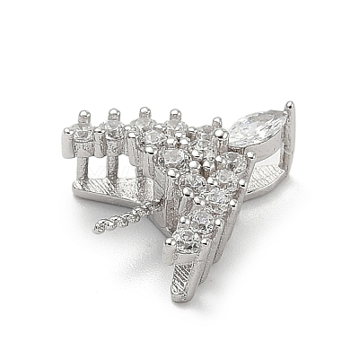 925 Sterling Silver Pave Clear Cubic Zirconia Crown Pendant Bails STER-P068-04P-1