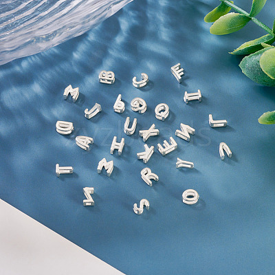 6Pcs 925 Sterling Silver Hollow Initial Beads STER-TA0001-53R-1