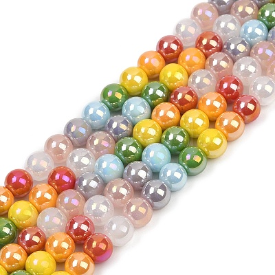 Electroplate Glass Beads Strands X-EGLA-D300-10-8mm-1