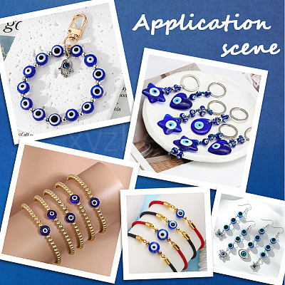 4 Strands 2 Styles Handmade Evil Eye Lampwork Beads Strands LAMP-LT0001-14-1