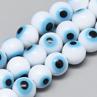 Handmade Lampwork Evil Eye Beads Strands LAMP-R140-4mm-01-1