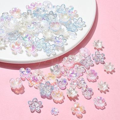 120Pcs 6 Styles Mixed Styles Acrylic Bead Caps SACR-YW0001-65-1