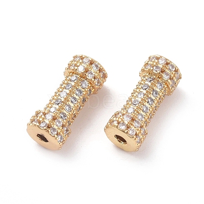 Brass Micro Pave Clear Cubic Zirconia Beads ZIRC-K081-91G-1