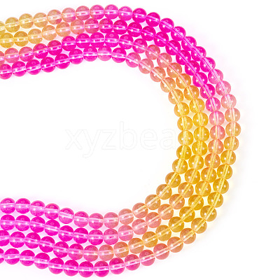 2 Strands Baking Paint Transparent Glass Beads DGLA-TA0001-20B-1