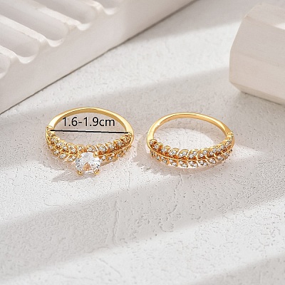 Elegant Copper Ring with 18K Gold Plating and Diamond Inlay YE9619-1-1