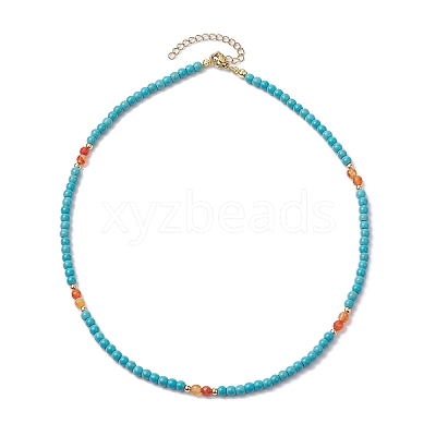 Synthetic Turquoise & Natural Carnelian Beaded Necklaces X1-NJEW-TA00161-1