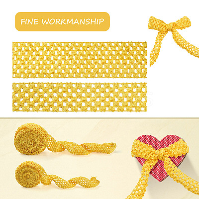 2 Rolls 2 Sizes Polyester Elastic Ribbon EW-TA0001-02B-1