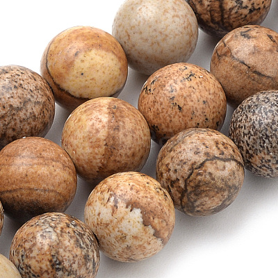 Natural Picture Jasper Beads Strands X-G-S259-27-8mm-1