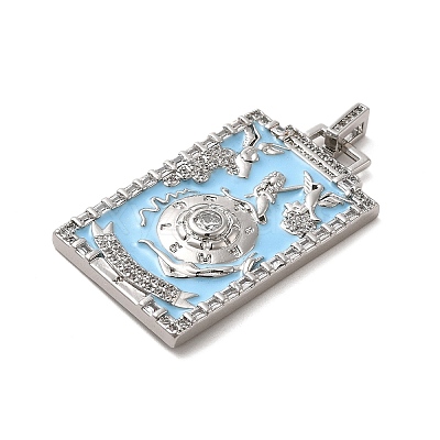 Brass Micro Pave Cubic Zirconia Pendants with Enamel KK-H458-01P-09-1