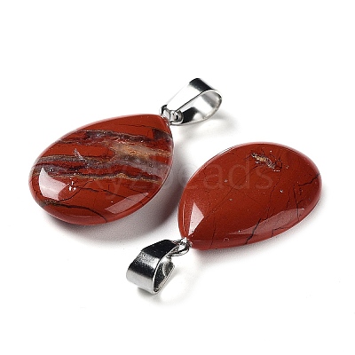 Teardrop Natural Red Jasper Pendants G-Q368-27-1