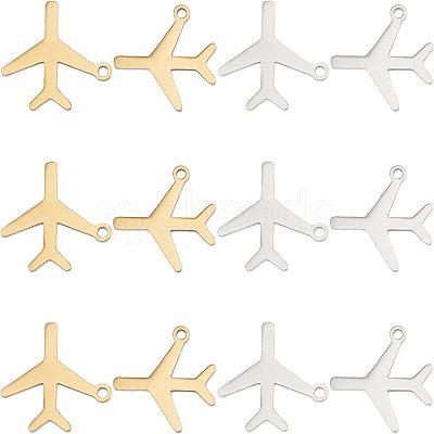 12Pcs 2 Colors 201 Stainless Steel Pendants STAS-UN0035-68-1