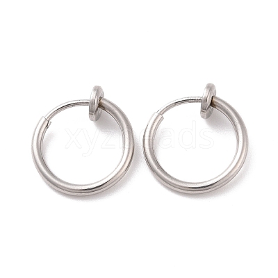 Tarnish Resistant 304 Stainless Steel Retractable Clip-on Hoop Earrings STAS-K171-53P-1