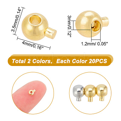 40Pcs 2 Colors Brass Crimp Beads KK-AR0003-14-1