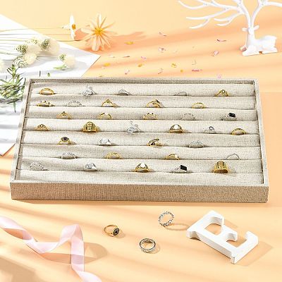 Imitation Burlap Jewelry Ring Displays X-RDIS-G002-03-1
