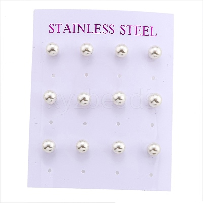Plastic Imitation Pearl Stud Earrings X-STAS-D0001-03-P-A-1
