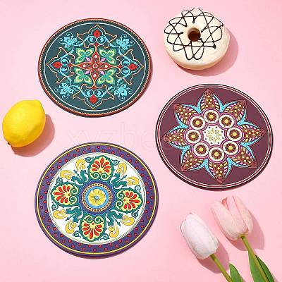 3 Pcs 3 Styles Creative Ethnic Style Silicone Coasters ST-CJ0008-11-1
