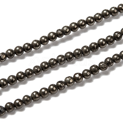 Natural Pyrite Beads Strands G-L031-2mm-01-1