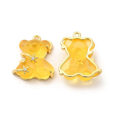 Transparent Resin Crystal Rhinestone Pendants KK-H438-04G-06-1