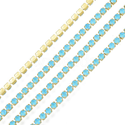 Brass Rhinestone Strass Chains CHC-N017-003B-C02-1