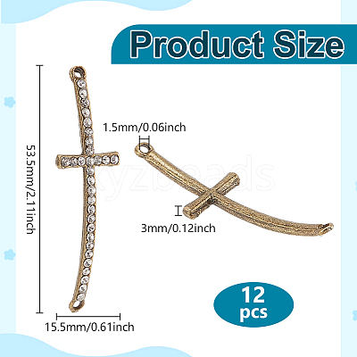 12Pcs Alloy Rhinestone Links/Connectors RB-PH0001-67-1