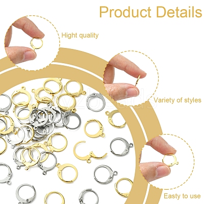 40Pcs 2 Colors 304 Stainless Steel Leverback Earring Findings STAS-FS0001-72-1
