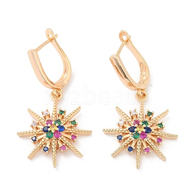 Brass Micro Pave Cubic Zirconia Hoop Earrings EJEW-K300-15G-1