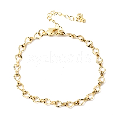 Brass Teardrop Link Chain Bracelets for Women BJEW-F531-04G-1