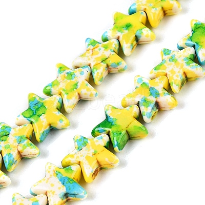 Spray Painted Synthetic Turquoise Beads Strands UNKW-T001-11C-1