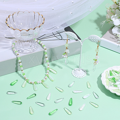 100Pcs 4 Colors Baking Paint Transparent Glass Pendants FIND-SC0023-48-1