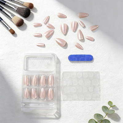 1 Bag ABS Plastic Mermaid Metallic Effect Press On False Nails MRMJ-CP0001-63-1
