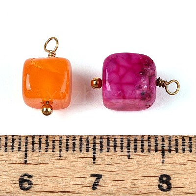 Natural Dyed Agate Cube Charms STAS-N110-19G-1