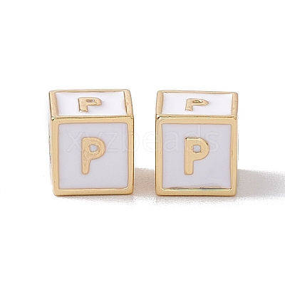 Rack Plating Brass Enamel Beads KK-B060-04G-04P-1