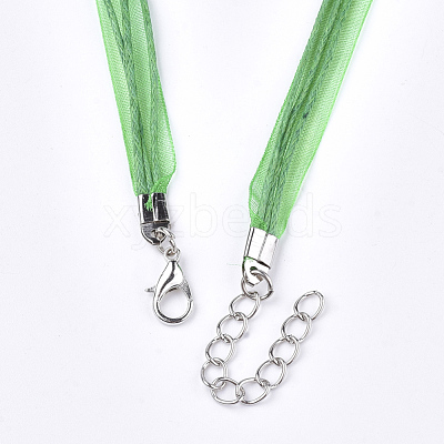 Waxed Cord and Organza Ribbon Necklace Making NCOR-T002-239-1
