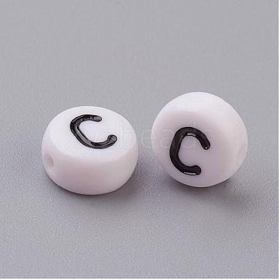 Acrylic Horizontal Hole Letter Beads X-PL37C9070-C-1