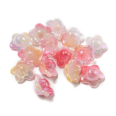 Iridescent Acrylic Bead Caps OACR-C021-08-1
