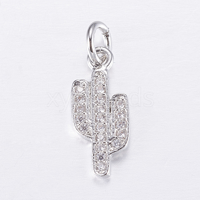 Brass Micro Pave Cubic Zirconia Charms ZIRC-E135-34P-1