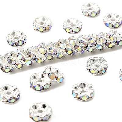 Brass Rhinestone Spacer Beads RB-A014-L8mm-28S-1