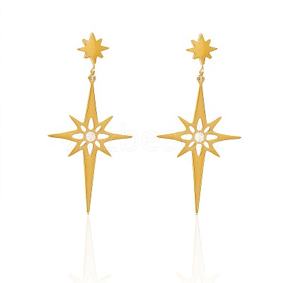 304 Stainless Steel Micro Pave Cubic Zirconia Stud Dangle Earrings WGB439E-01-1