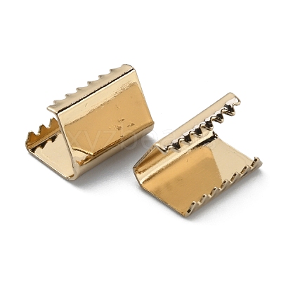 Brass Ribbon Crimp Ends KK-WH0046-34A-LG-1